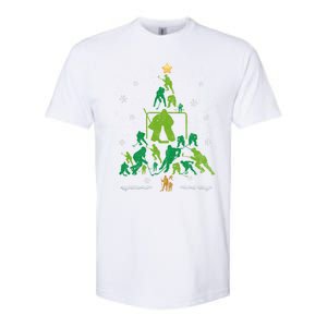 Retro Hockey Christmas Tree Xmas Hockey Player Lover Gift Softstyle CVC T-Shirt