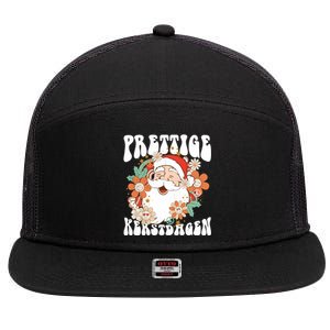 Retro Holland Christmas Dutch Santa Xmas Prettige Kerstdagen Gift 7 Panel Mesh Trucker Snapback Hat