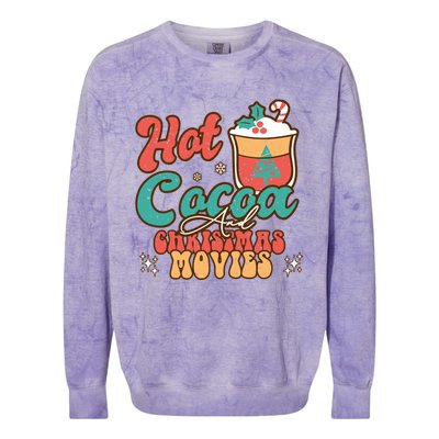 Retro Hot Cocoa And Christmas Movies Matching Family Xmas Meaningful Gift Colorblast Crewneck Sweatshirt