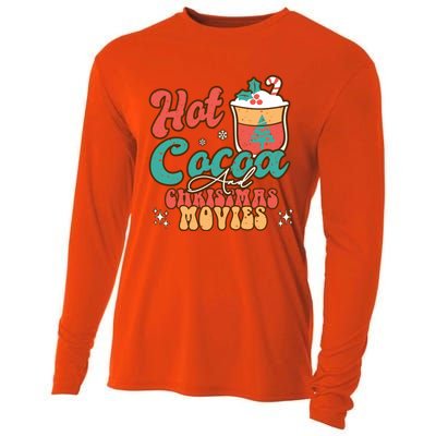 Retro Hot Cocoa And Christmas Movies Matching Family Xmas Meaningful Gift Cooling Performance Long Sleeve Crew