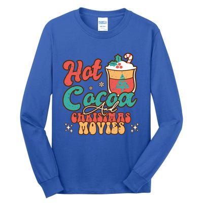 Retro Hot Cocoa And Christmas Movies Matching Family Xmas Meaningful Gift Tall Long Sleeve T-Shirt