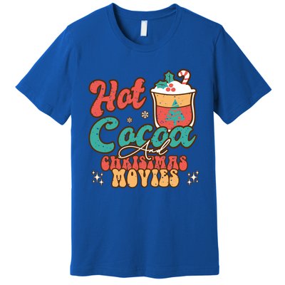 Retro Hot Cocoa And Christmas Movies Matching Family Xmas Meaningful Gift Premium T-Shirt