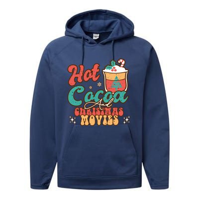 Retro Hot Cocoa And Christmas Movies Matching Family Xmas Meaningful Gift Performance Fleece Hoodie