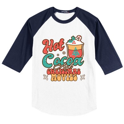 Retro Hot Cocoa And Christmas Movies Matching Family Xmas Meaningful Gift Baseball Sleeve Shirt