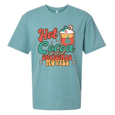 Retro Hot Cocoa And Christmas Movies Matching Family Xmas Meaningful Gift Sueded Cloud Jersey T-Shirt