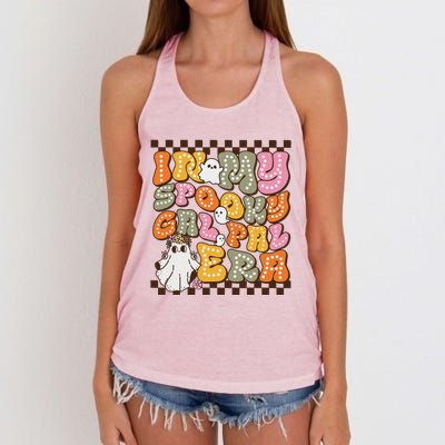 Retro Halloween Cute Ghost Spooky Gal Pal Era Women's Knotted Racerback Tank