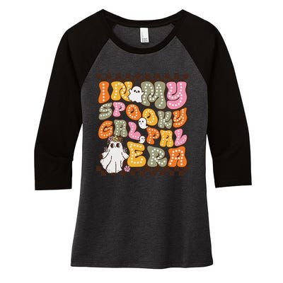 Retro Halloween Cute Ghost Spooky Gal Pal Era Women's Tri-Blend 3/4-Sleeve Raglan Shirt