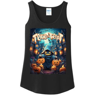 Retro Halloween Cute Ghost Trick Or Treat Spooky Candy Ladies Essential Tank