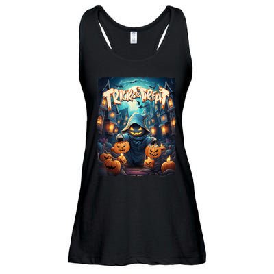 Retro Halloween Cute Ghost Trick Or Treat Spooky Candy Ladies Essential Flowy Tank