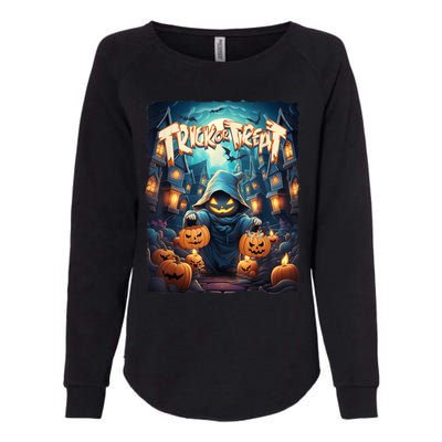 Retro Halloween Cute Ghost Trick Or Treat Spooky Candy Womens California Wash Sweatshirt