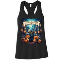 Retro Halloween Cute Ghost Trick Or Treat Spooky Candy Women's Racerback Tank