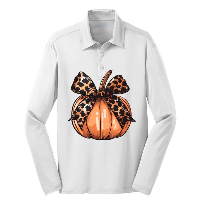 Retro Halloween Coquette Bow Silk Touch Performance Long Sleeve Polo