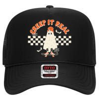 Retro Halloween Creep It Real Vintage Ghost Halloween High Crown Mesh Back Trucker Hat