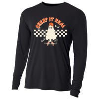 Retro Halloween Creep It Real Vintage Ghost Halloween Cooling Performance Long Sleeve Crew