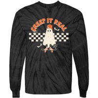 Retro Halloween Creep It Real Vintage Ghost Halloween Tie-Dye Long Sleeve Shirt