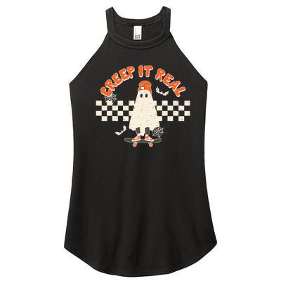 Retro Halloween Creep It Real Vintage Ghost Halloween Women’s Perfect Tri Rocker Tank