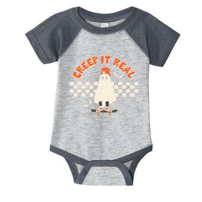 Retro Halloween Creep It Real Vintage Ghost Halloween Infant Baby Jersey Bodysuit