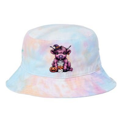 Retro Highland Cow Witch Halloween Highland Cow Lover Women Tie Dye Newport Bucket Hat