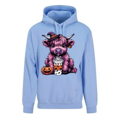 Retro Highland Cow Witch Halloween Highland Cow Lover Women Unisex Surf Hoodie