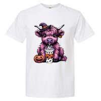 Retro Highland Cow Witch Halloween Highland Cow Lover Women Garment-Dyed Heavyweight T-Shirt