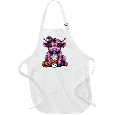 Retro Highland Cow Witch Halloween Highland Cow Lover Women Full-Length Apron With Pockets