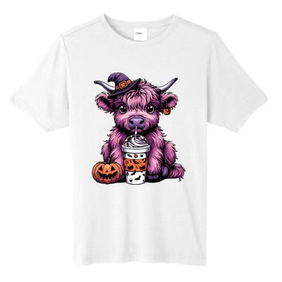 Retro Highland Cow Witch Halloween Highland Cow Lover Women Tall Fusion ChromaSoft Performance T-Shirt