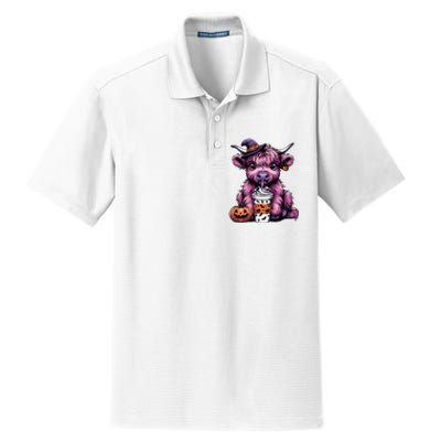 Retro Highland Cow Witch Halloween Highland Cow Lover Women Dry Zone Grid Polo