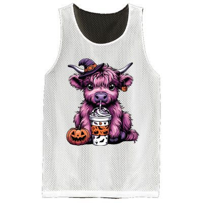 Retro Highland Cow Witch Halloween Highland Cow Lover Women Mesh Reversible Basketball Jersey Tank