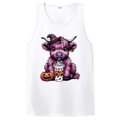 Retro Highland Cow Witch Halloween Highland Cow Lover Women PosiCharge Competitor Tank