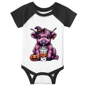 Retro Highland Cow Witch Halloween Highland Cow Lover Women Infant Baby Jersey Bodysuit