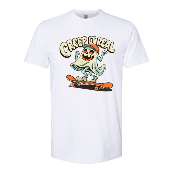 Retro Halloween Creep It Real Vintage Ghost Halloween Softstyle CVC T-Shirt