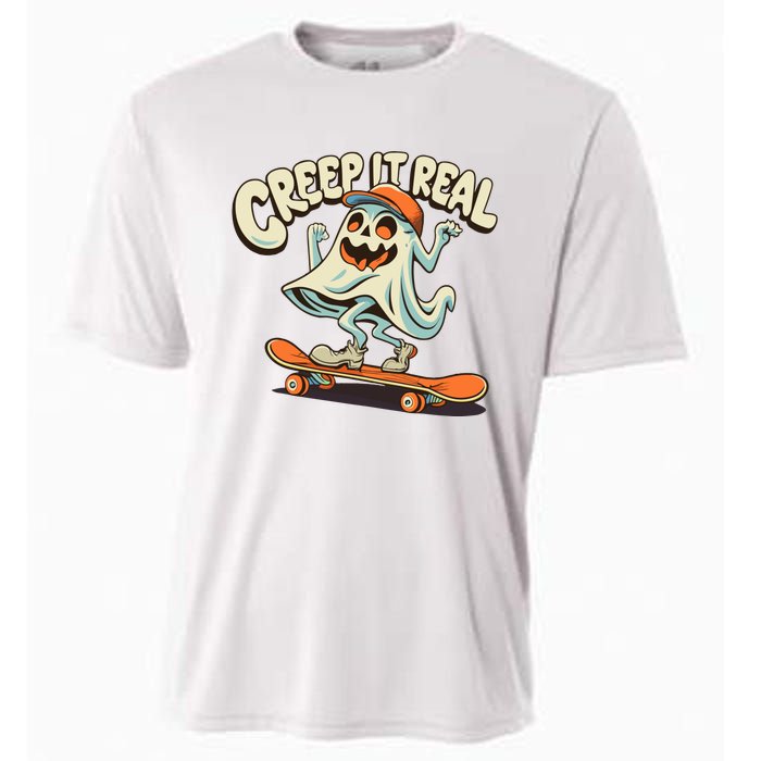 Retro Halloween Creep It Real Vintage Ghost Halloween Cooling Performance Crew T-Shirt