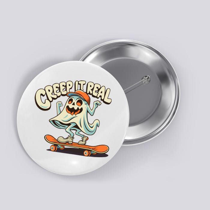 Retro Halloween Creep It Real Vintage Ghost Halloween Button