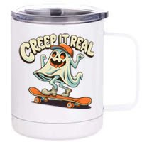 Retro Halloween Creep It Real Vintage Ghost Halloween 12 oz Stainless Steel Tumbler Cup