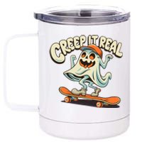 Retro Halloween Creep It Real Vintage Ghost Halloween 12 oz Stainless Steel Tumbler Cup