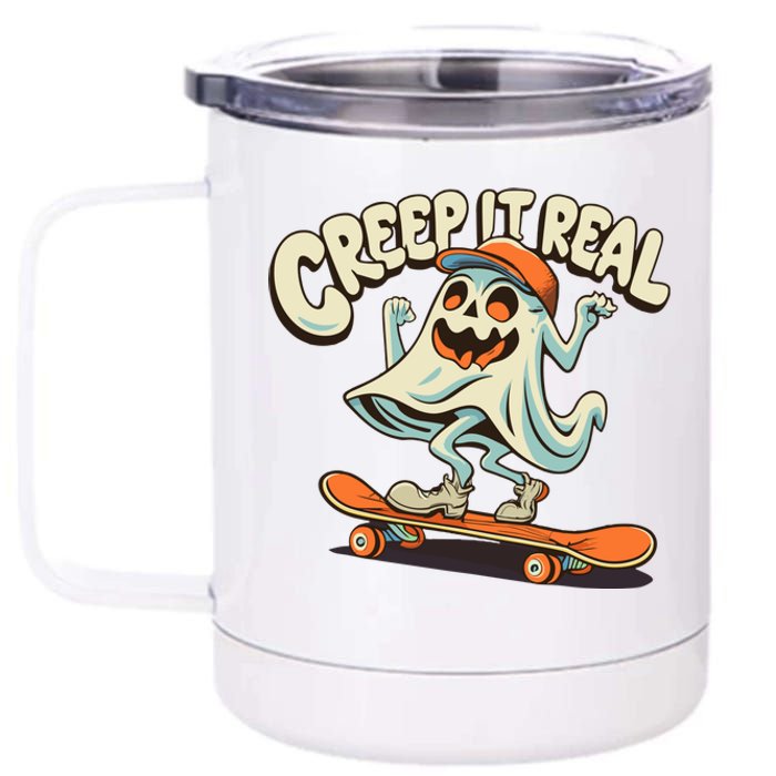 Retro Halloween Creep It Real Vintage Ghost Halloween 12 oz Stainless Steel Tumbler Cup