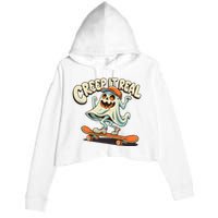 Retro Halloween Creep It Real Vintage Ghost Halloween Crop Fleece Hoodie