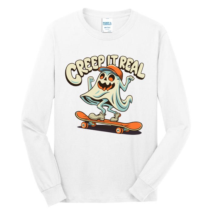 Retro Halloween Creep It Real Vintage Ghost Halloween Tall Long Sleeve T-Shirt