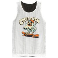 Retro Halloween Creep It Real Vintage Ghost Halloween Mesh Reversible Basketball Jersey Tank