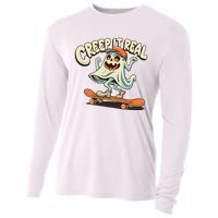 Retro Halloween Creep It Real Vintage Ghost Halloween Cooling Performance Long Sleeve Crew