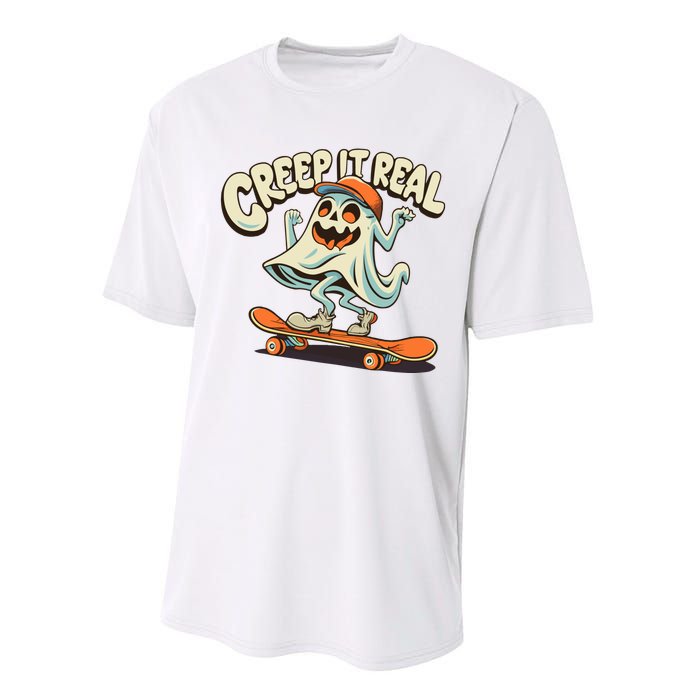 Retro Halloween Creep It Real Vintage Ghost Halloween Performance Sprint T-Shirt