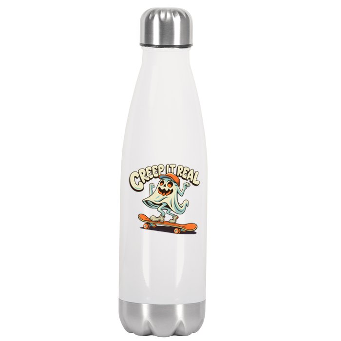 Retro Halloween Creep It Real Vintage Ghost Halloween Stainless Steel Insulated Water Bottle