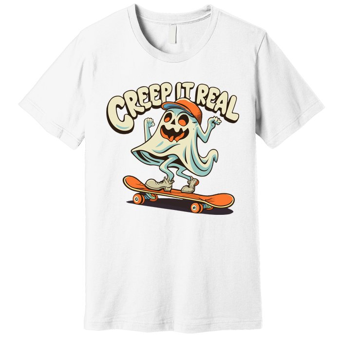 Retro Halloween Creep It Real Vintage Ghost Halloween Premium T-Shirt