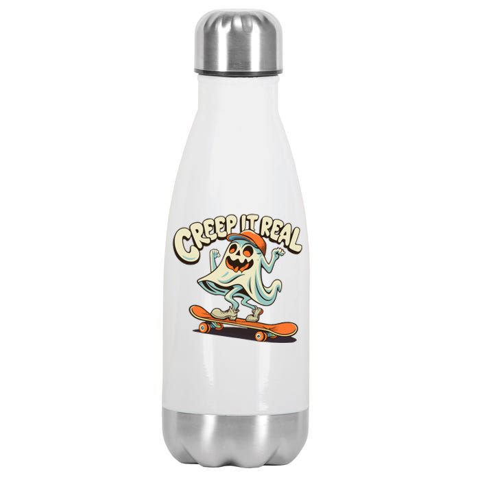 Retro Halloween Creep It Real Vintage Ghost Halloween Stainless Steel Insulated Water Bottle