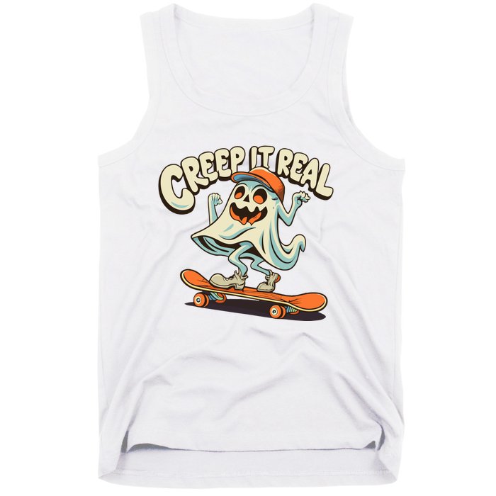 Retro Halloween Creep It Real Vintage Ghost Halloween Tank Top