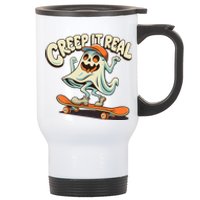 Retro Halloween Creep It Real Vintage Ghost Halloween Stainless Steel Travel Mug