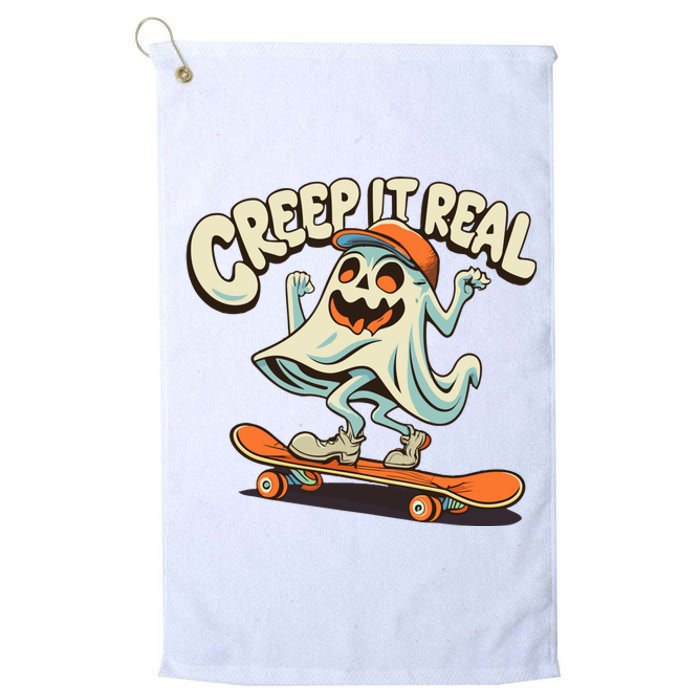 Retro Halloween Creep It Real Vintage Ghost Halloween Platinum Collection Golf Towel