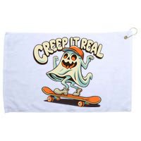 Retro Halloween Creep It Real Vintage Ghost Halloween Grommeted Golf Towel