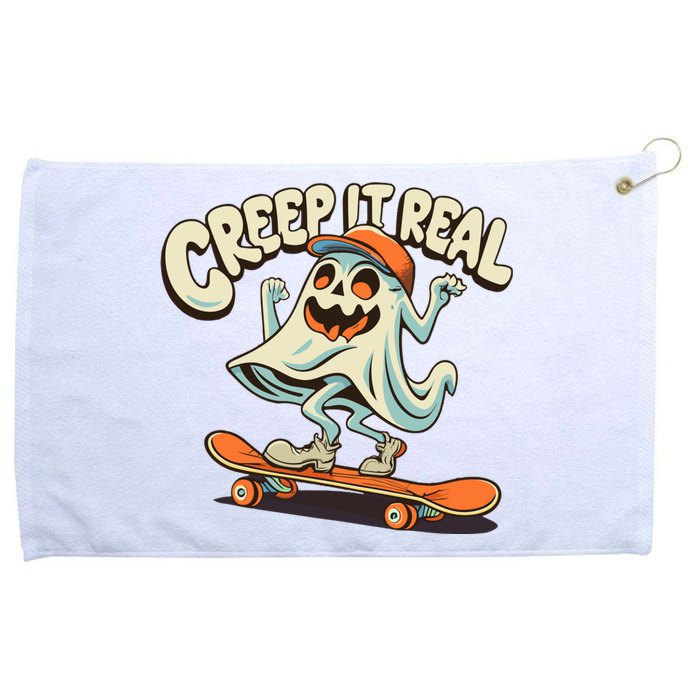 Retro Halloween Creep It Real Vintage Ghost Halloween Grommeted Golf Towel