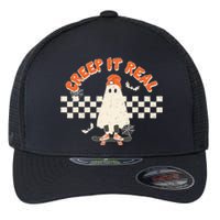 Retro Halloween Creep It Real Vintage Ghost Halloween Flexfit Unipanel Trucker Cap